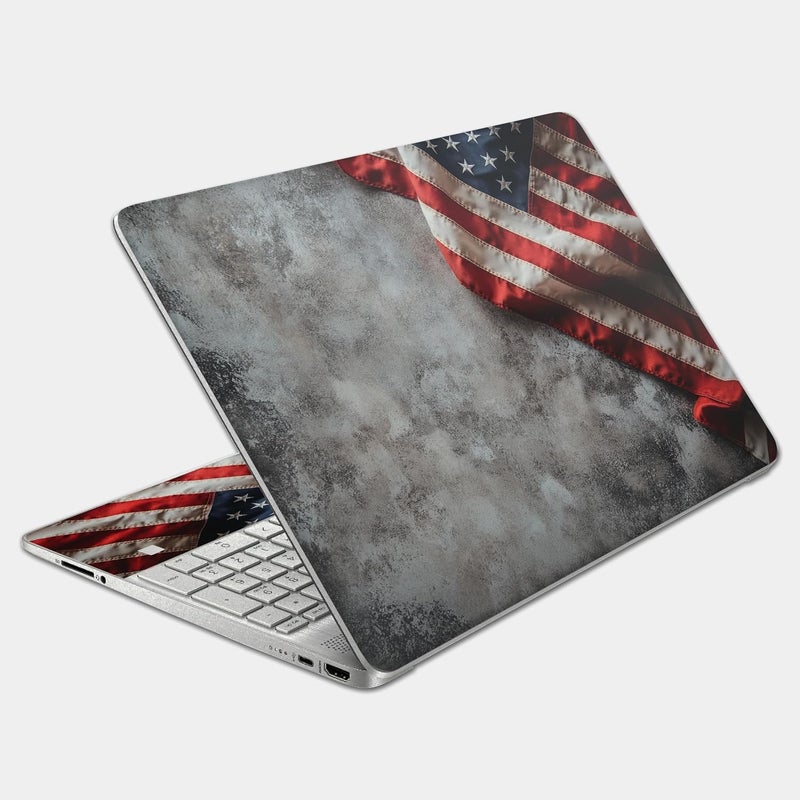 TracyArt Laptop Skin Decal HP 15.6" - US Flag, Laptop Cover Sticker, No Cutting Required, No Bubble, Waterproof, Scratch Resistant - Including Wide Screen and Wrist Pad - Image 1